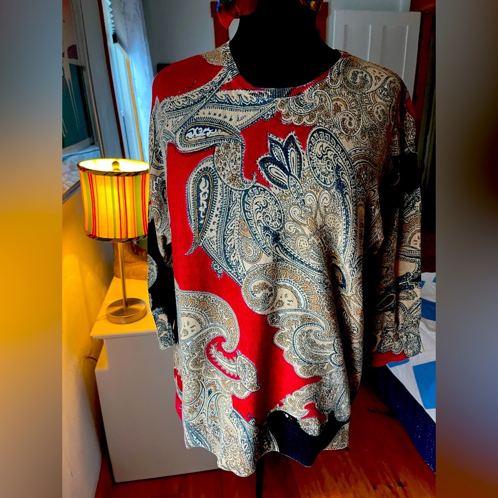 Wool paisley sweater